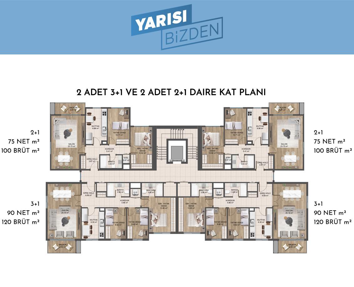 Yarısı Bizden Kampanyası örnek Kat Planı 2023 21 Ve 31 Kat Planları